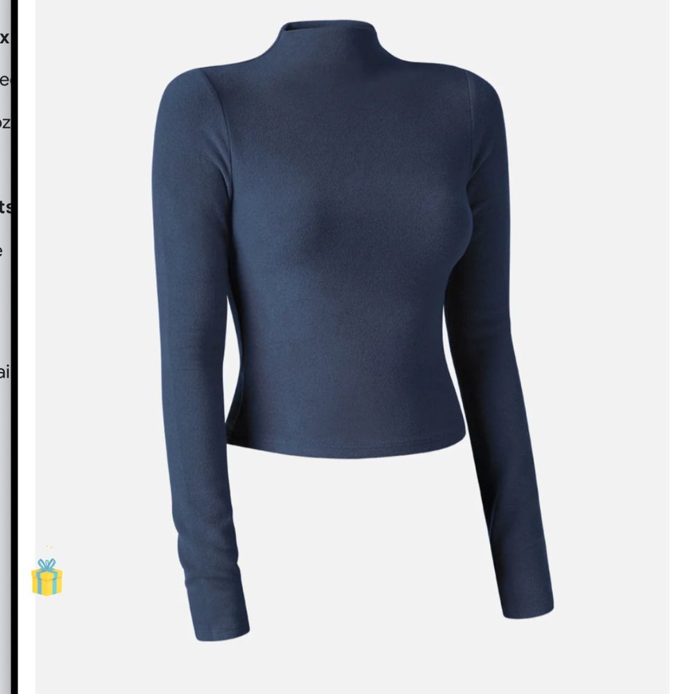 NWT NavyThermal Brushed Mock Neck Crop Top